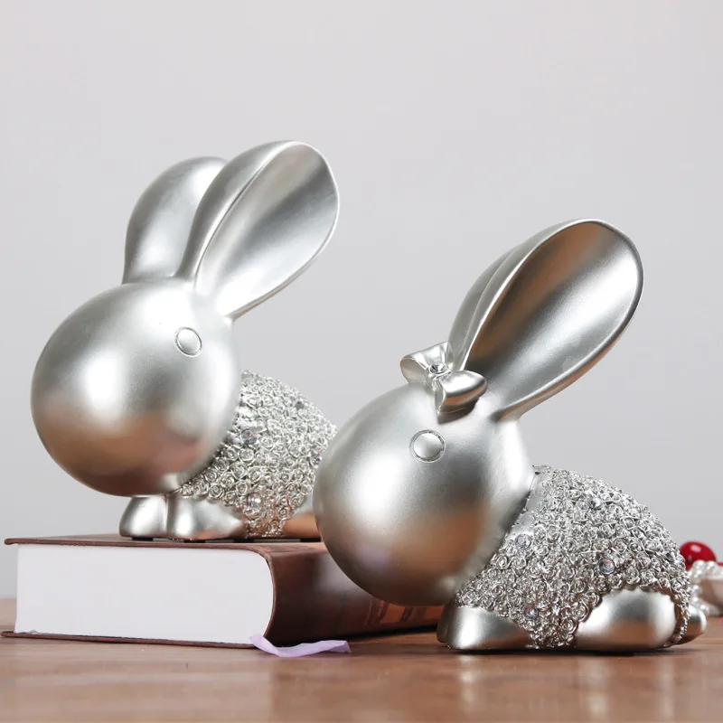 

Cute Rabbits Colophony Crafts SIMPLE Home Decoration Continental Style Animals Collectible Model Toy L1630