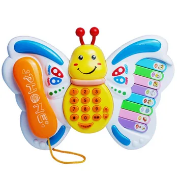 

Babies Kids Colorful Butterfly LED Music Dial Telephone Mini Electronic Piano Keyboard Toy Early Learning Educational Toys Gift