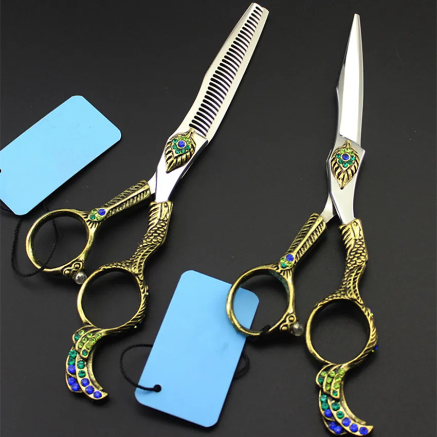 Tesoura de Corte de Cabelo Conjunto de Maquiagem Tesouras do Barbeiro Tesoura de Corte Profissional ''upscale Phenix Alemanha 440c Desbaste Cabeleireiro 6 5 Beleza e saúde