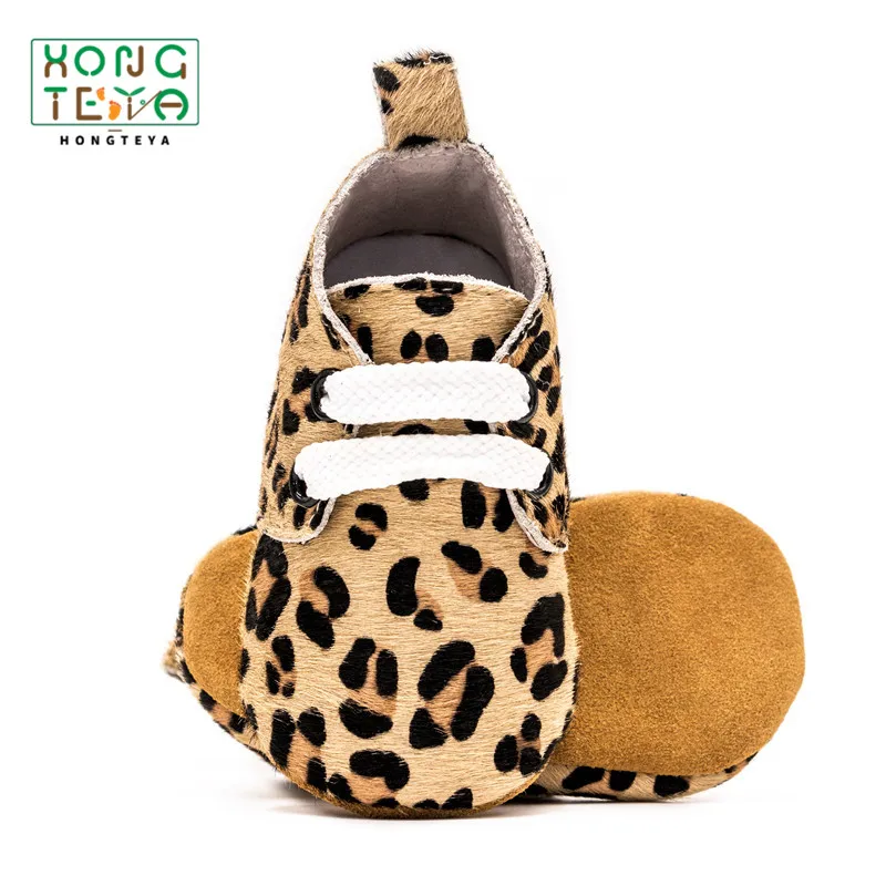 Leopard Print Genuine Leather Baby Shoes Newborn Baby Girls Boys Soft