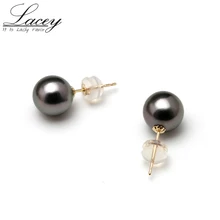 Tahitain Black Pearl Earrings For Women,Real Sea Pearl Earrings Jewelry 18K Gold Stud Pearl Earrings Gift Tahitain Black Pearl Earrings For Women,Real Sea Pearl Earrings Jewelry 18K Gold Stud Pearl Earrings Gift