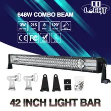 CO 648 Вт 42 inch КРИ Чипсы Три row Светодиодные Бар Offroad Combo луч Света Работы Сид 12 В 24 В Грузовик ВНЕДОРОЖНИК ATV 4WD 4×4 Led бар