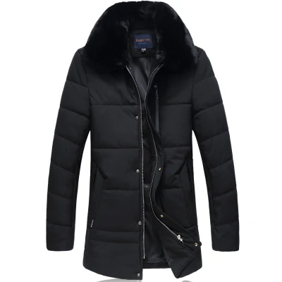 Мужская Длинная зимняя куртка со съемным меховым воротником, новинка, теплые хлопковые парки на молнии, однобортное пальто, XL-7XL, 6XL, 8826 - Цвет: Черный