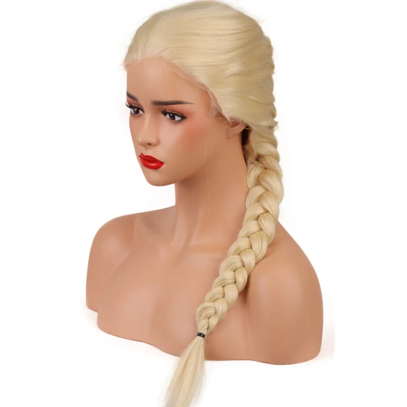 

EEWIGS Braided Wigs Blonde Synthetic Lace Front Wig Silky Straight 180% Density Glueless Heat Resistant Hair Wigs For Women