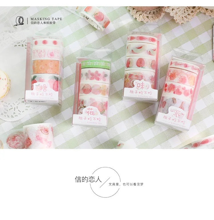 1 комплект клейкая лента из рисовой бумаги Персиковый Цветок серии декоративный Клей Скрапбукинг DIY Бумага японские наклейки 3 м