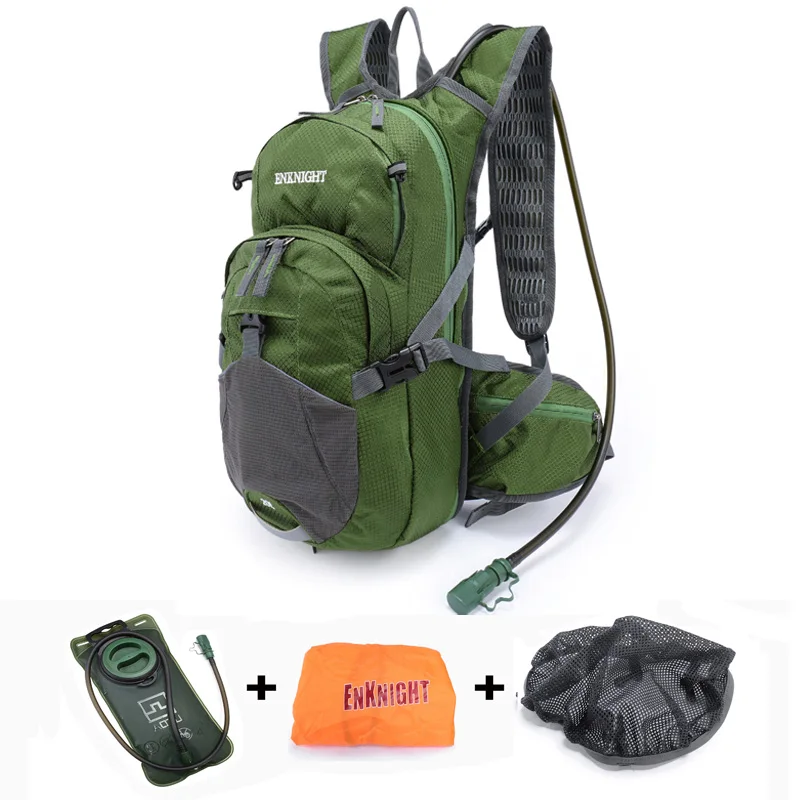 ENKNIGHT 20L Hydration Pack Waterproof Cycling Backpack Hiking Traveling Bag Running Adventure Professional Sports Bladder Gifts - Цвет: green with 3