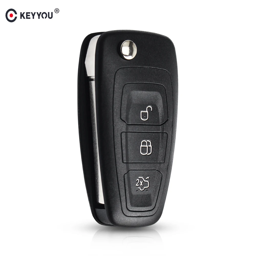 

KEYYOU 3 Buttons Flip Folding Remote Key Shell Car Key Case Cover For Ford Focus Fiesta Fob Auto Case With HU101 Blade