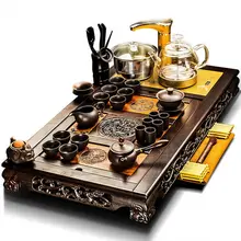 Классический чайный поднос из черного дерева, набор для чая, керамический фиолетовый песок, чайный горшок, чайный набор, чайный набор кунг-фу, Автоматическая быстрая печь для дома