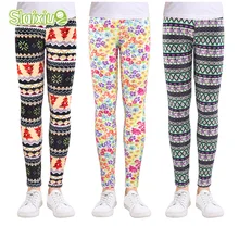 Разноцветные штаны для девочек, детские штаны с цветочным принтом, весенне-осенние детские леггинсы, обтягивающие леггинсы для девочек, одежда для детей