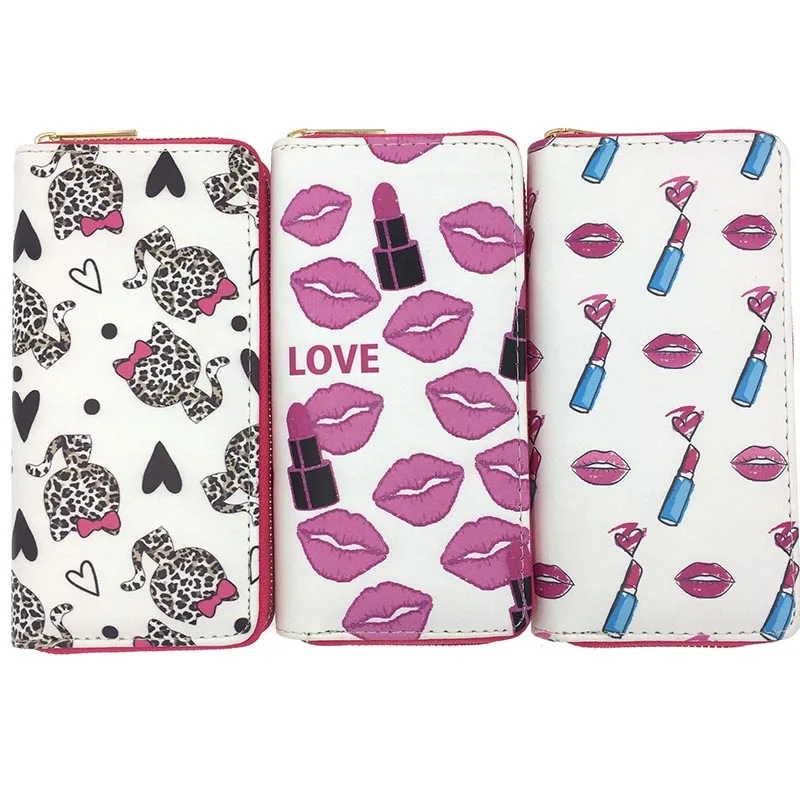 

KANDRA Red Lips Women Lovely Wallet Brand Designer PU Leather Travel Wallet Card Holders Coin Pocket Money Bag Wallets Purses