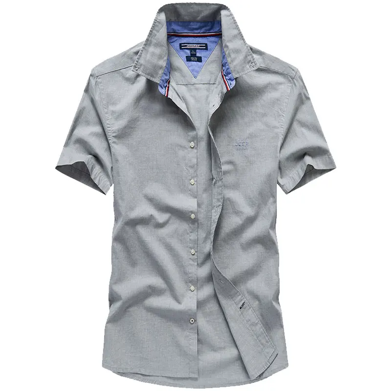 Brand JEEP Men Brand Shirts 2019 Summer Dress Cotton Short Sleeve Shirts Straight Casual Fashion Shirts M~4XL Business Shirts (20)