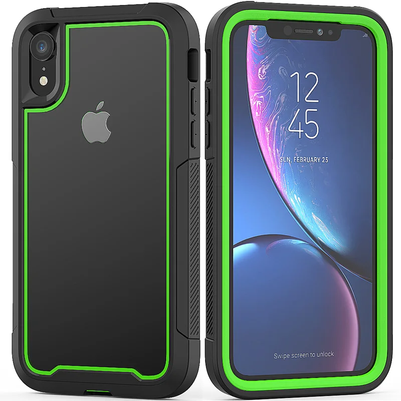 Green Для Apple iPhone XR Xs Max 7 8 Plus 6 6s Plus X прочный прозрачный чехол, Гибридный бампер с полным корпусом, поддержка беспроводной зарядки - Цвет: Green