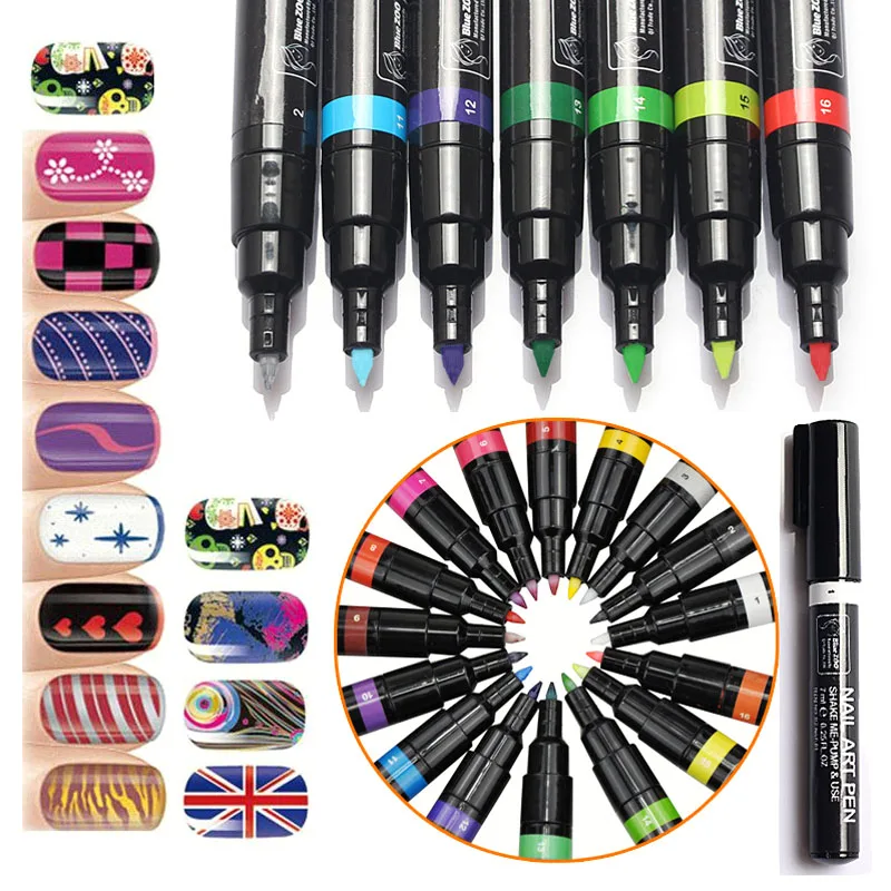 

16 Colors Nail Art Pen Set for 3D Nail Art DIY Decoration Design Nail Polish Pen Set Nail Manicure Beauty Tools Painting Pens