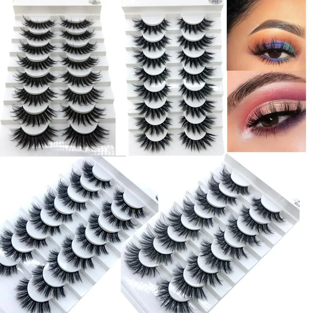 

2019 NEW 5/8 pairs Mink Eyelashes 3D False lashes Thick Crisscross Makeup Eyelash Extension Natural Volume Soft Fake Eye Lashes