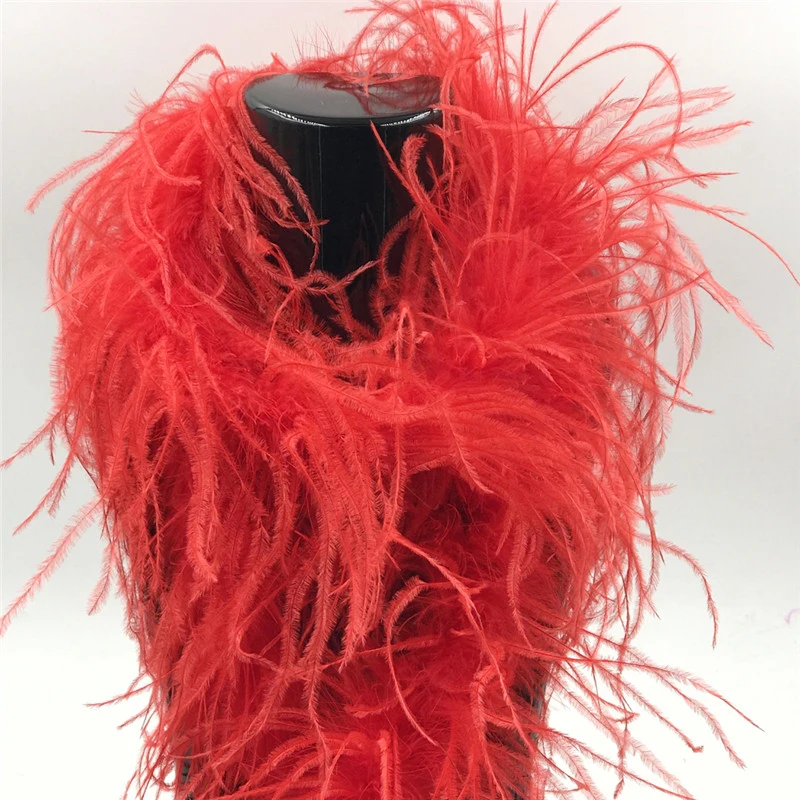 2meters long fluffy marabou feather boa dyed red Ostrich feather boa