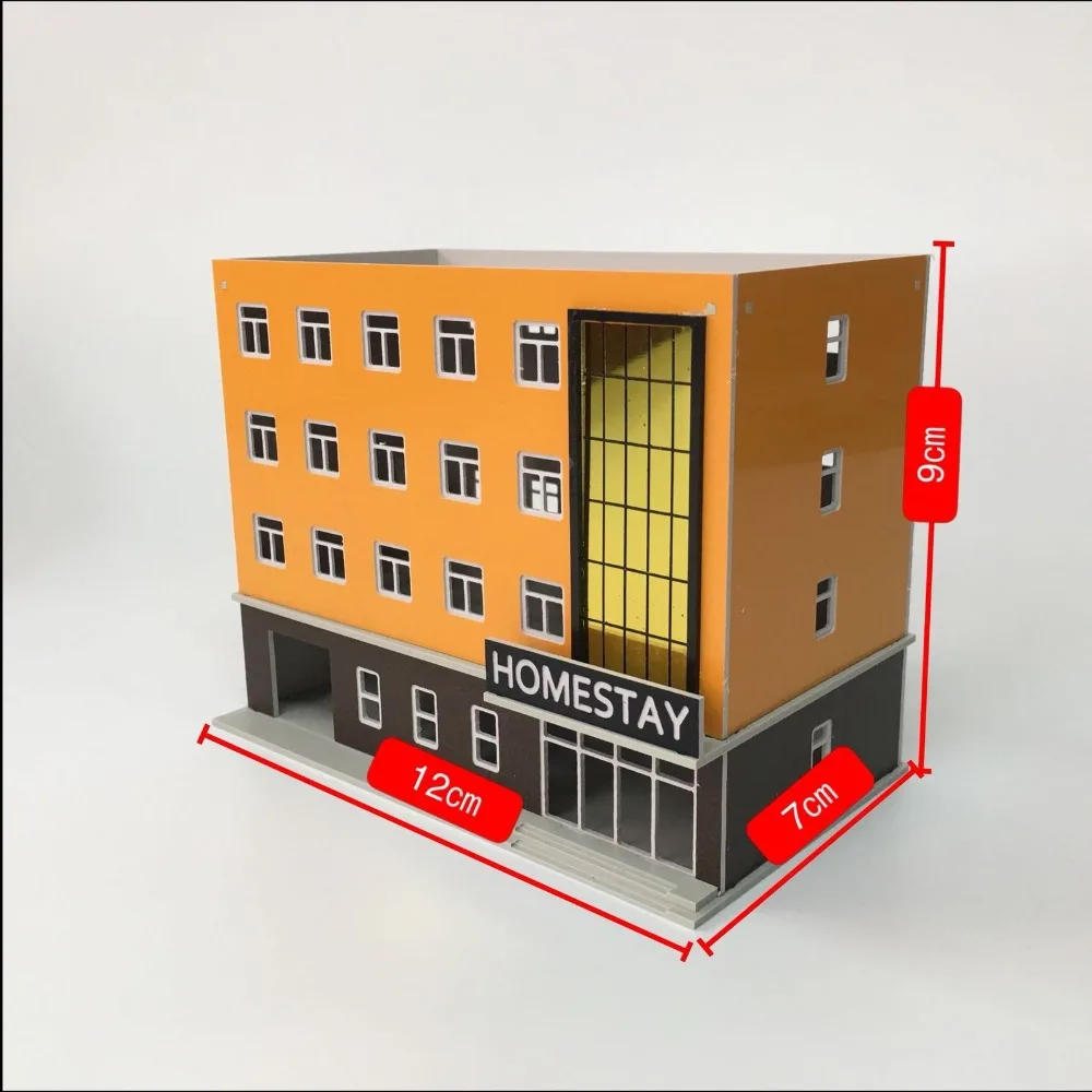 1: 144 Outland homessy Hotel Building Model N Scale 4 этажная модель отеля с домашним хозяйством