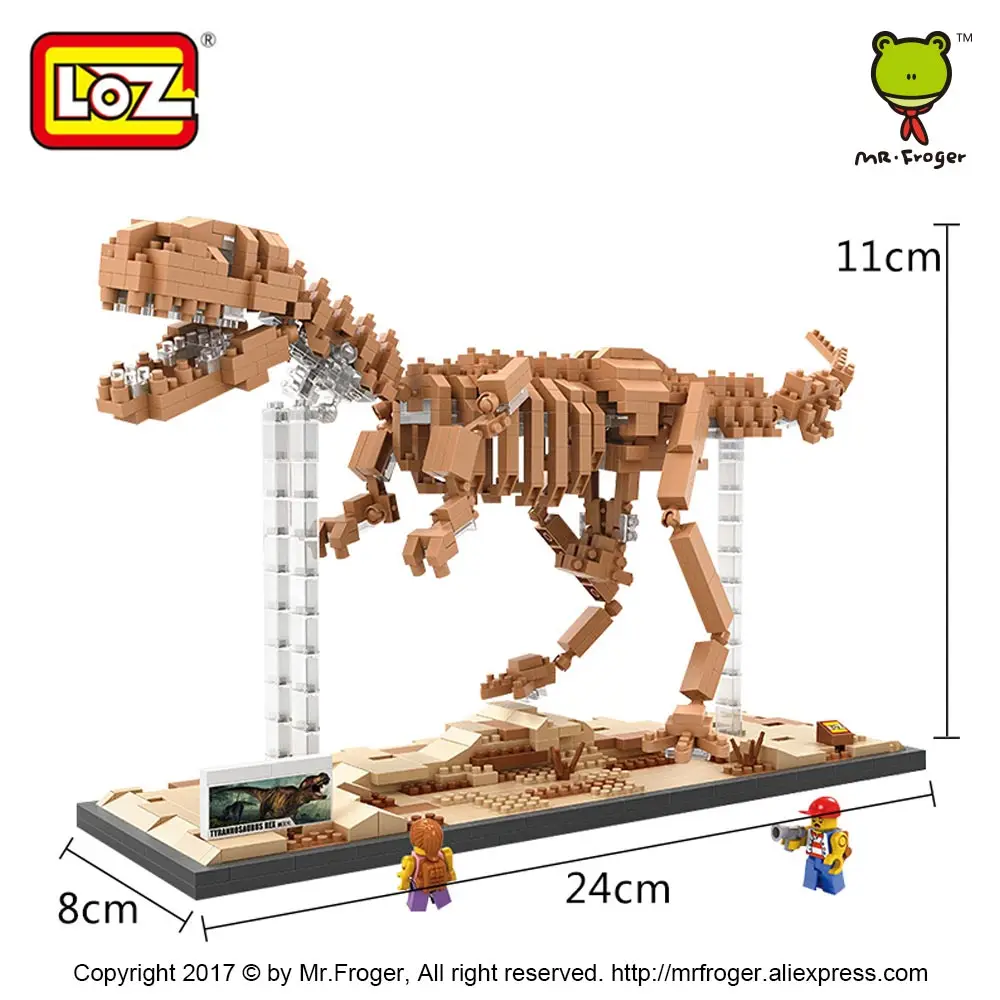 Pаспродажа LOZ алмазные блоки T Rex динозавр Fossil череп модель животного набор игрушек Мини блоки динозавр LOZ кирпич создатель тираннозавр