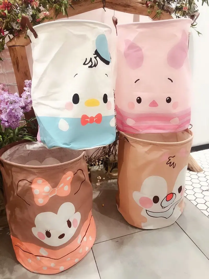 

IVYYE 1PCS Mickey Piglet Anime Storage Boxes Bins Foldable Clothes Washing Basket Cartoon Household Clean Toy Bathroom NEW