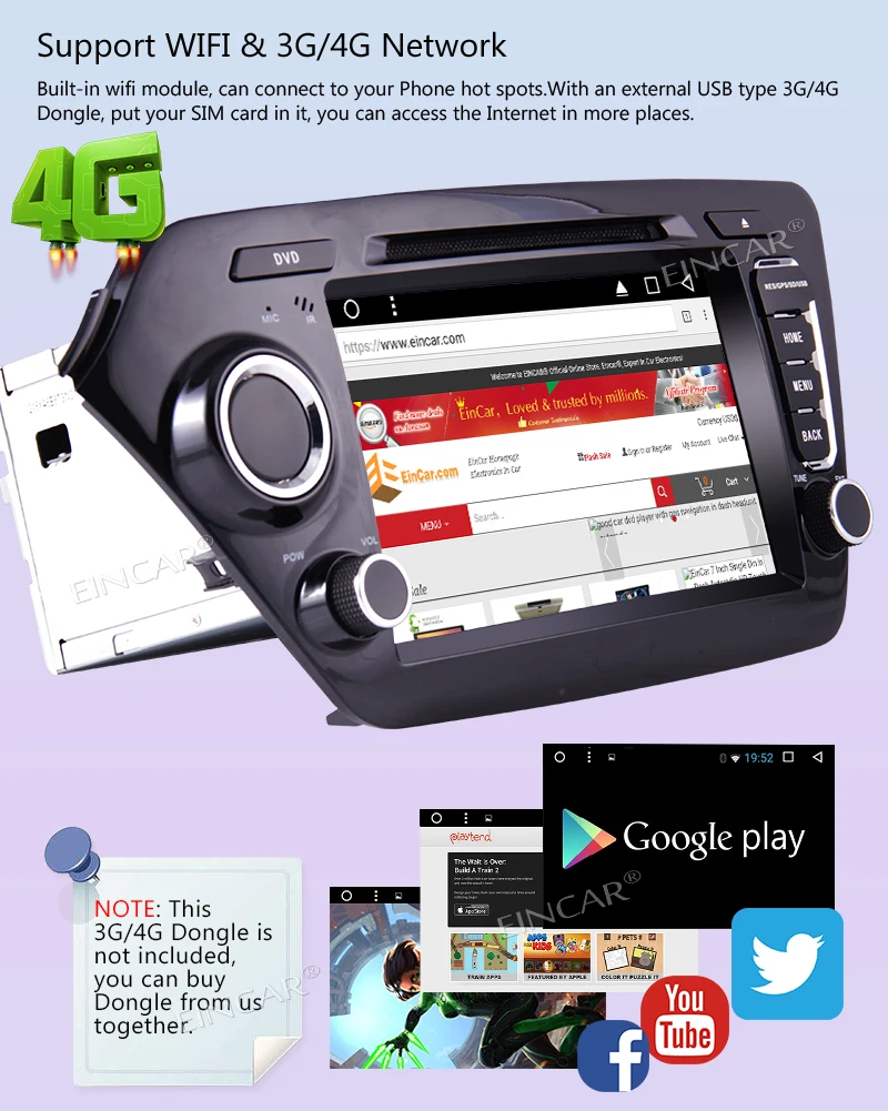 Perfect EinCar 8 " Android 7.1 2Din Touch Screen In Dash Car Stereo for KIA K2(2011-2012) Car Autoradio MP3/MP4 DVD player WiFi+Camera 6