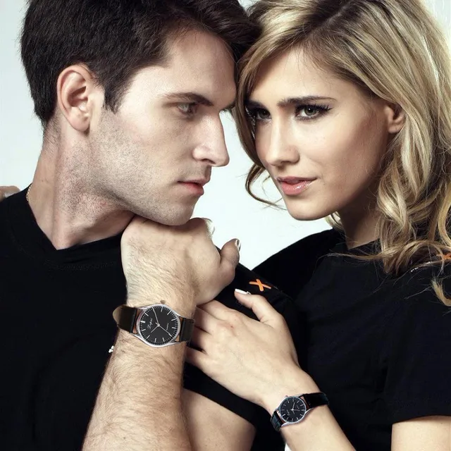 New 2018 1 Pairs Luxury Brand Women Quartz Watch Relogio Leather Band Watch Casu New 2018 1 Pairs Luxury Brand Women Quartz Watch Relogio Leather Band Watch Casu