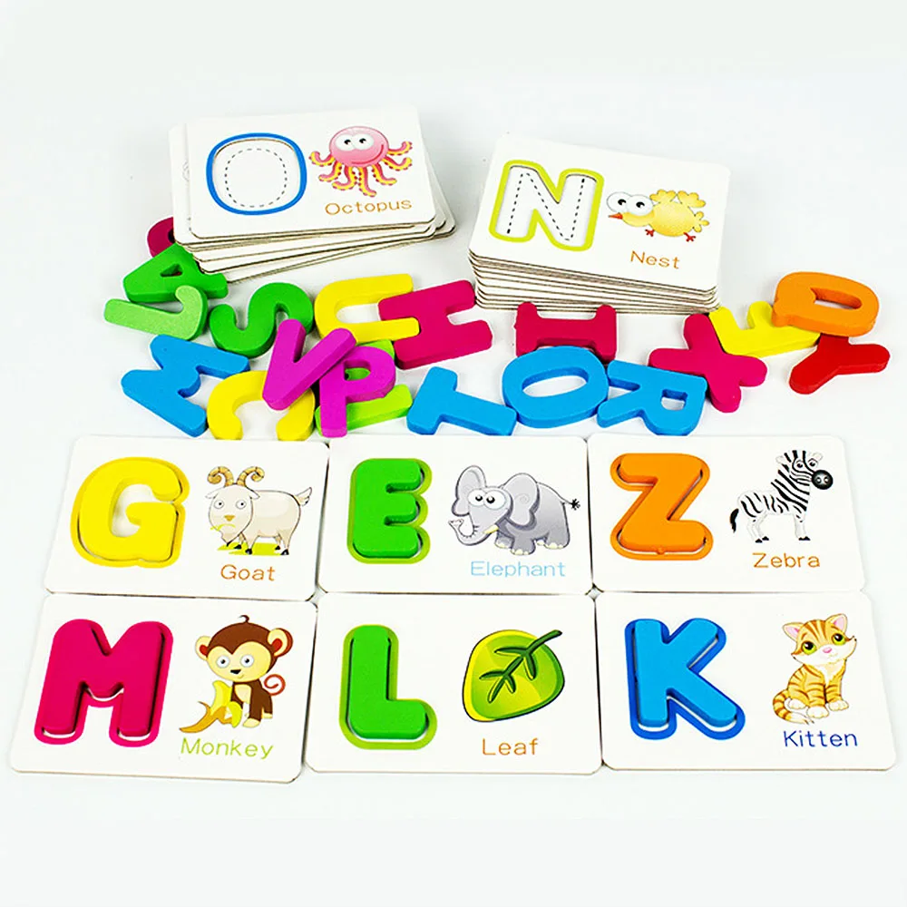 

Children's Puzzle English Alphabet Word Cognitive Toys Baby Literacy Card Learning Enlightenment Can't Tear Early Education Card