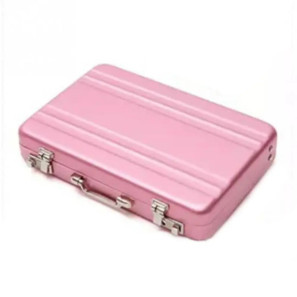 Алюминий коробка для хранения Бизнес ID держатель кредитной карты мини чемодан банковской карты в поле держатель украшений организатор - Цвет: Розовый