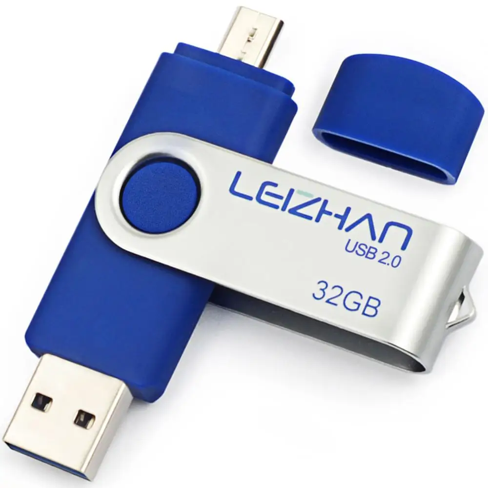 LEIZHAN Micro USB флэш-накопитель 128 ГБ для samsung Galaxy S7/S6/S5/S4/S3/Xiaomi/Meizu huawei Memory Stick Photostick usb-накопитель 64 ГБ - Цвет: Micro-USB 2.0-Blue