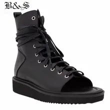 Черный и уличный стиль; коллекция года; сезон лето; мужские сандалии-гладиаторы из натуральной кожи с перекрестными ремешками и шнуровкой; сандалии на платформе с открытым носком в стиле панк; сандалии для отдыха