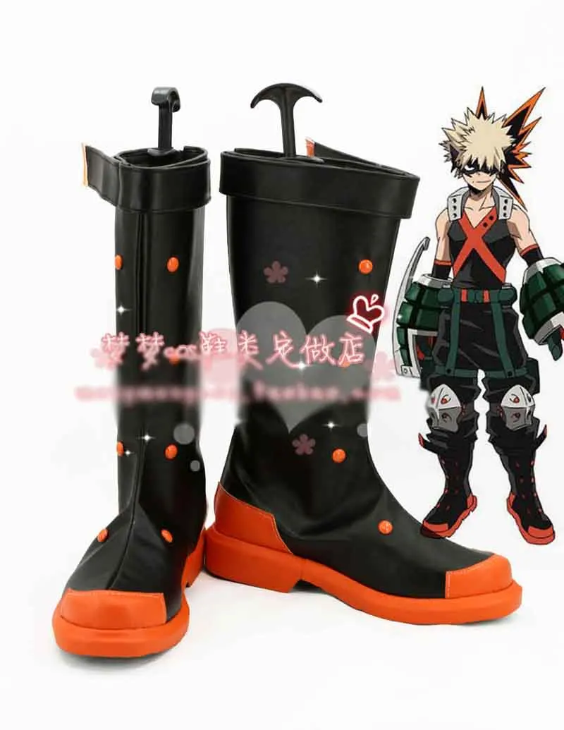 Boku No Academy Katsuki Bakugou обувь для косплея Хэллоуин черные высокие сапоги на заказ