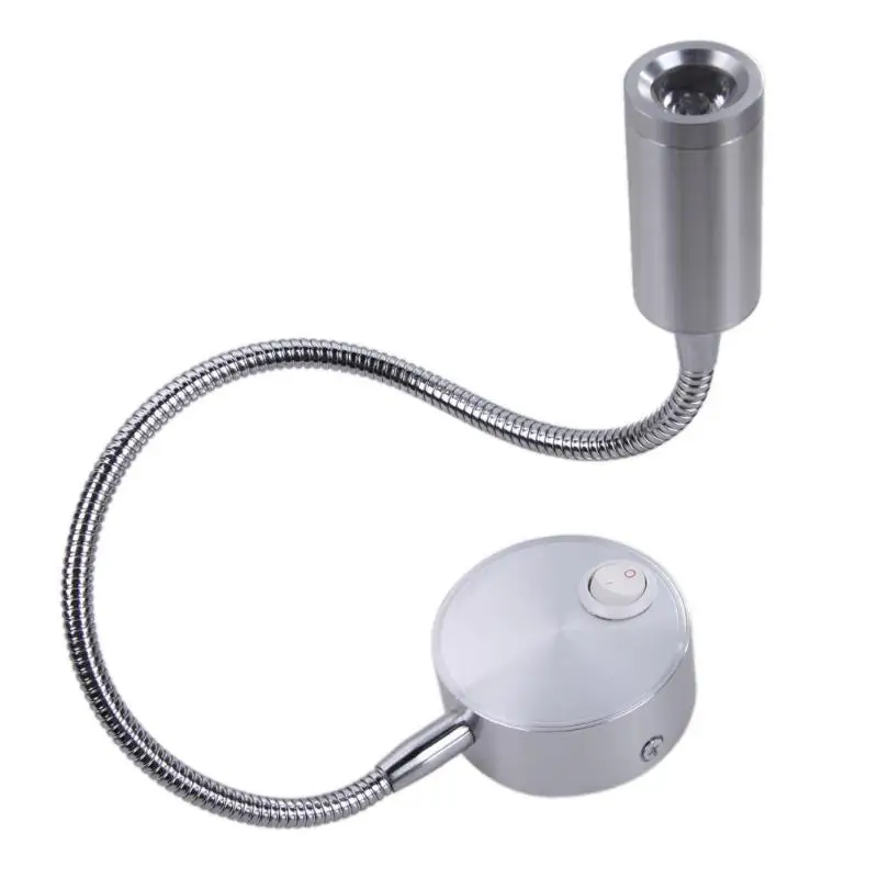 3W Silver Flexible Hose LED Modern Wall Lamp Flexible Arm Light Study