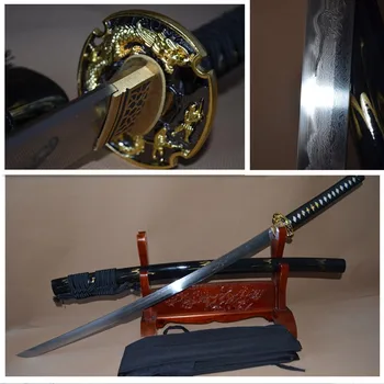 

Hot sale Real High Quality Full Handmade battle ready clay tempered full tang ENGRAVE DRAGON blade JP katana swrod sharpened