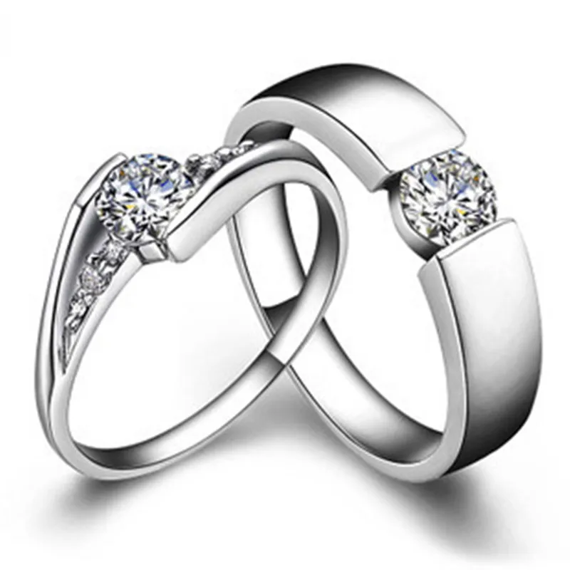 solid gold his and her rings 05ct female engagement ring 025ct male wedding ring sona simulate diamond couple rings for lover - Male Wedding Rings solid gold his and her rings 05ct female engagement ring 025ct male wedding ring sona simulate diamond couple rings for lover - Male Wedding Rings
