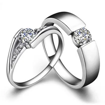 

Solid Gold His and Her Rings 0.5CT Female Engagement Ring 0.25CT Male Wedding Ring SONA Simulate Diamond Couple Rings for Lover