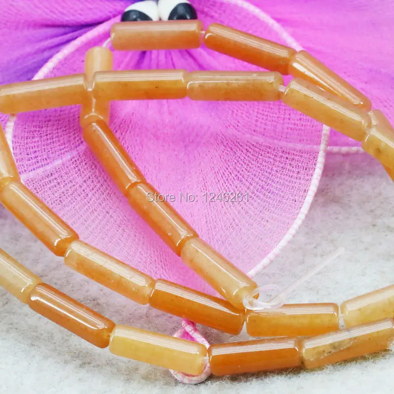 

Accessories Yellow Chalcedony Stone Loose Beads 15inch DIY Bamboo Tube Jewelry Making Design Wholesale 5X14mm For Women Girls