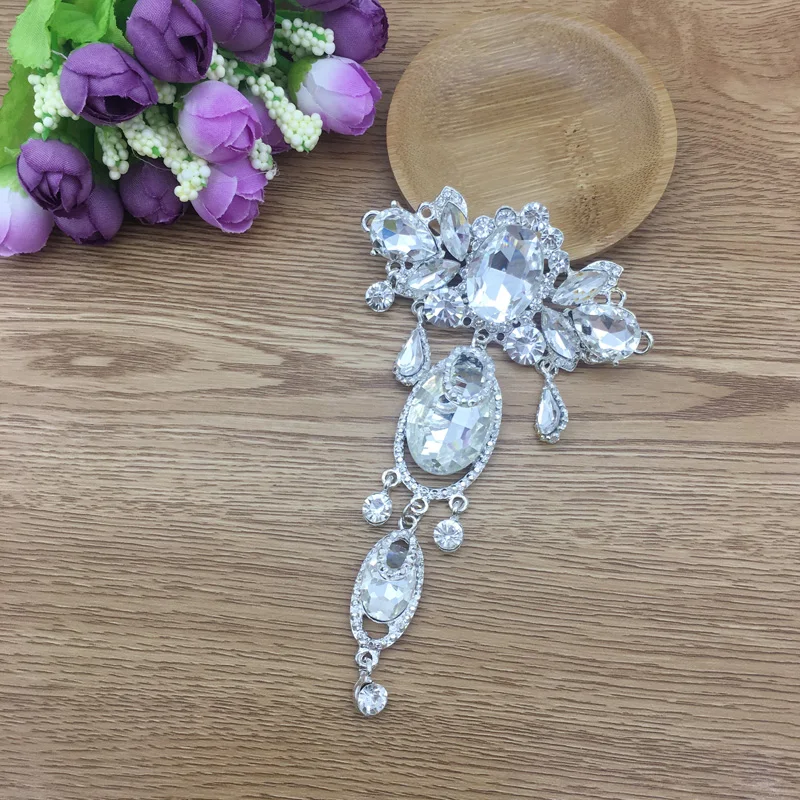 1pcs Rhinestone Applique Bridal Wedding Dress Belt Silver Base Crystal Shine Rhinestone Belt Sew