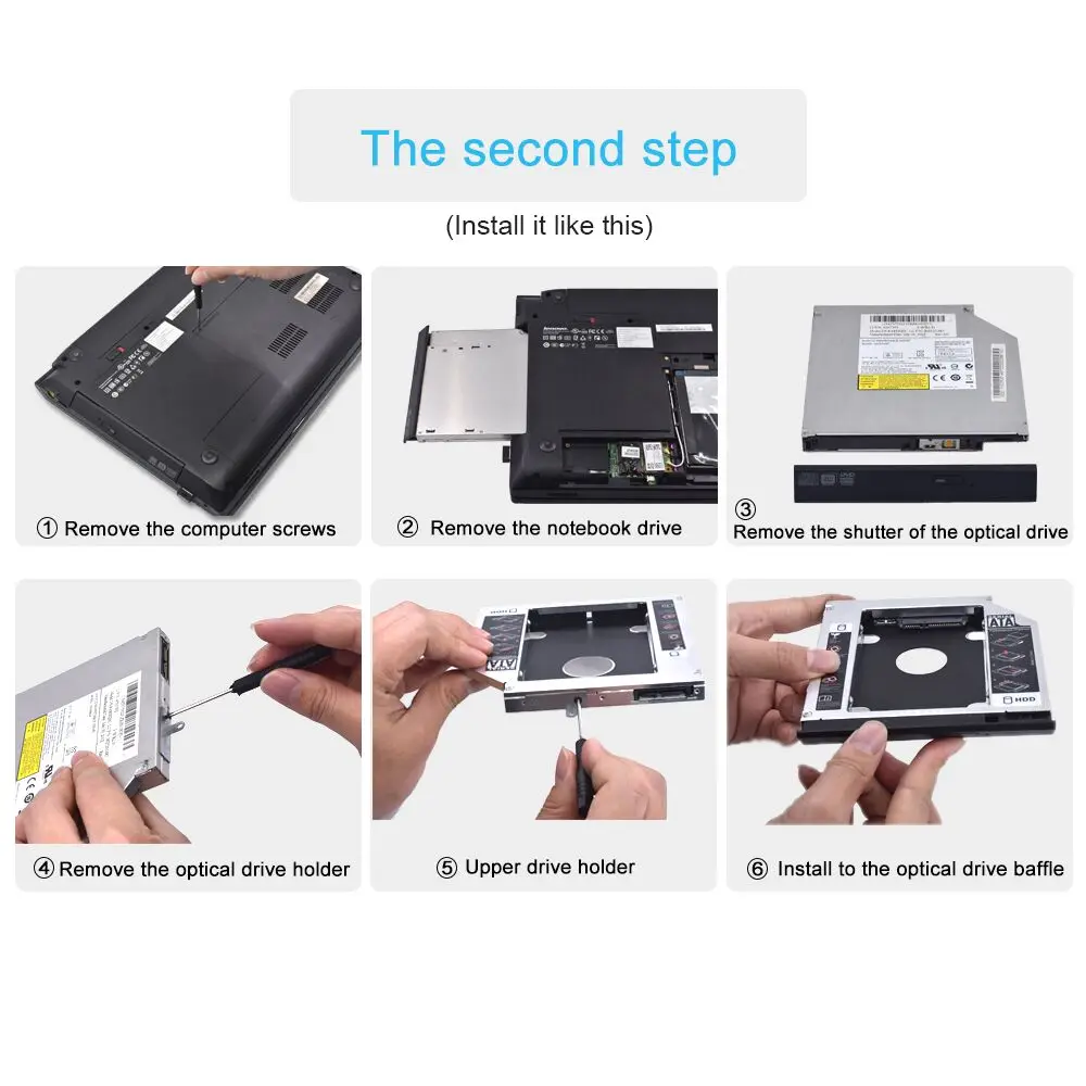 Universal 2nd HDD Caddy 9.5 12.7mm SATA 3.0 2.5 Hard Drive Caddy Adapter DVD SSD For Laptop Optical Bay HDD Case TISHRIC external hard drive case,ssd enclosure,hard drive adapter,ssd adapter,external hard drive box,hard disk case,hard drive enclosure,hdd case enclosure