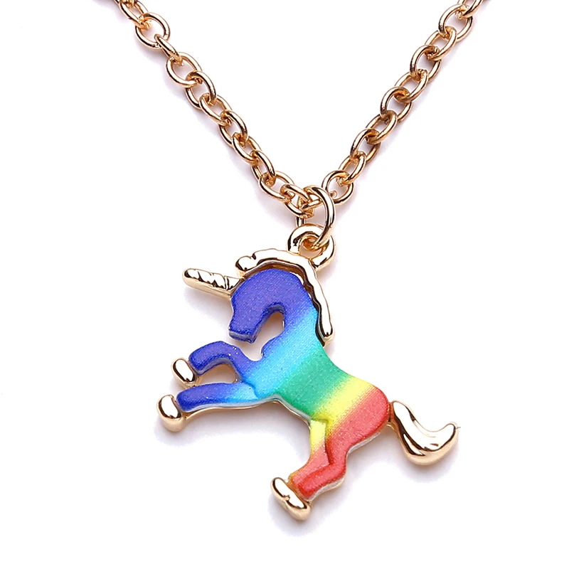Trendy Colorful Unicorn Shape Pendant Necklace Jewelry -Unicorn Fashion
