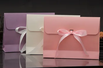 

100pcs 28*9*21CM envelope gift box paper gift bag with bowknot handkerchief silk scarf packing boxes lin4088