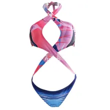 Женский сексуальный цельный купальник с принтом боди женский обтягивающий с вырезами пляжная одежда купальный костюм монокини купальник с вырезом на спине