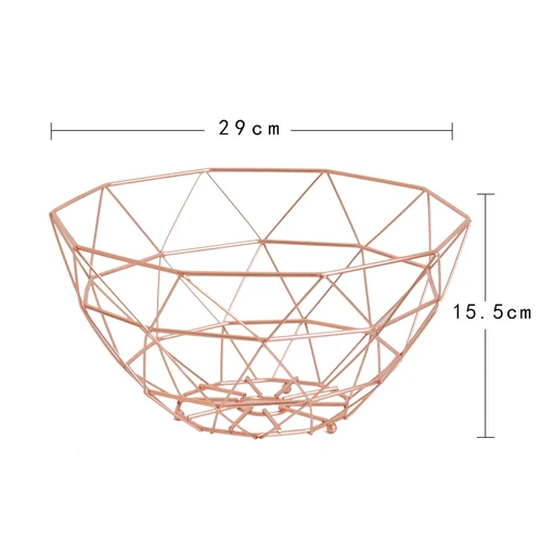 Креативный поднос для фруктов в скандинавском стиле, Современная гостиная, железная корзина для фруктов, домашний обеденный стол, украшение для хранения мелочей - Цвет: Rose Gold-29x15.5cm