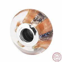 Безупречное качество 925 пробы серебро мерцающий полосой муранского стеклянные бусины Сделай Сам Fit Pandora Подвески для женщин ювелирных изделий P5039