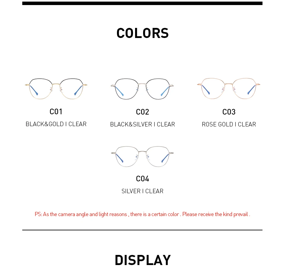 BANMAR Blue Light Blocking Glasses Unisex Round Computer Reading Glasses Readers Anti Glare Eyeglasses Blue Ray Glasses A2105