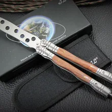 Практика BALISONG деревянная стальная ручка металлическая бабочка нож для тренера+ оболочка и коробка