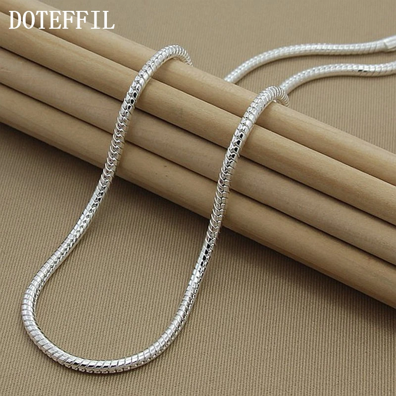 Doteffil 925 Sterling Zilver 16/18/20/24/22/24/26/30 Inch 3Mm snake Collier Voor Vrouw Man Wedding Engagement Sieraden