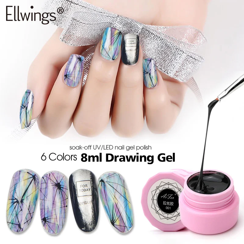 Гелевый лак Ellwings советы для дизайна ногтей DIY маникюр 6 цветов УФ Замачивание