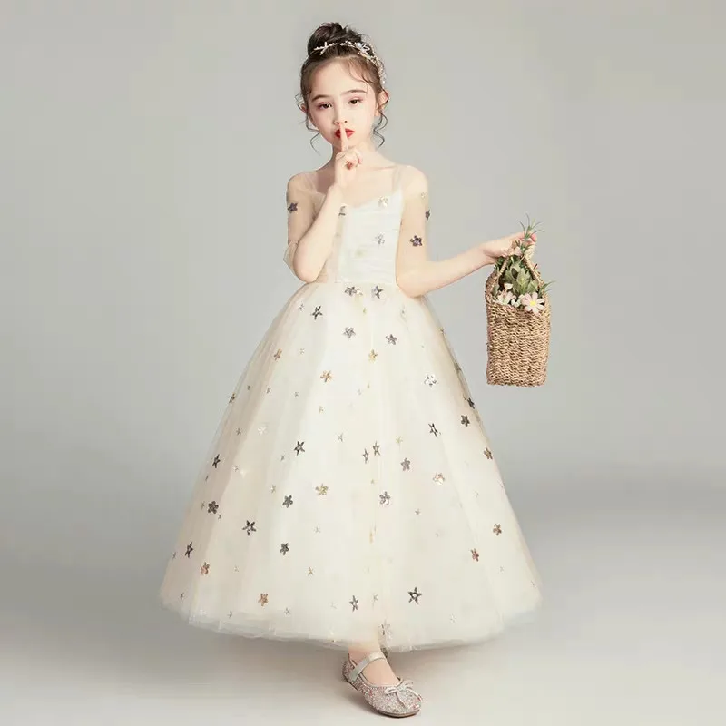 2019 весна-лето, белое детское платье принцессы на свадьбу, день рождения, Длинное Пышное Платье, элегантное корейское милое платье для