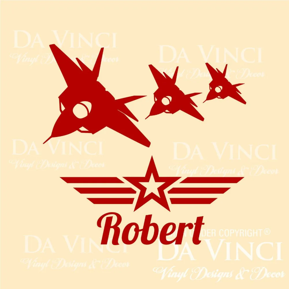 

Airplane Planes Army Jets Wall Custom Room Name Vinyl Wall Decal Sticker Decor