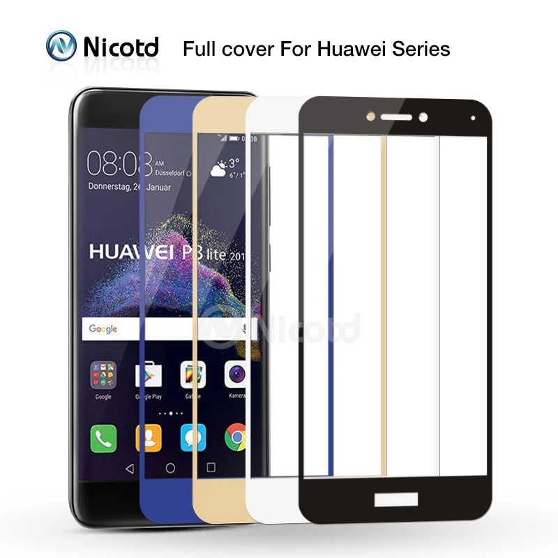 

Nicotd 2.5D Premium Full Cover Tempered Glass For Huawei Mate 8 9 Nova Plus P8 Lite 2017 P9 P10 Screen Protector For Honor 8 6x