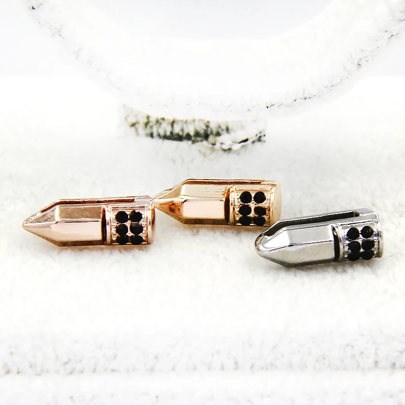 Ювелирные изделия yukam Black Rhinestone Loks Pencil Bullet Slide Charms для кожаной обертки Mesh Keeper