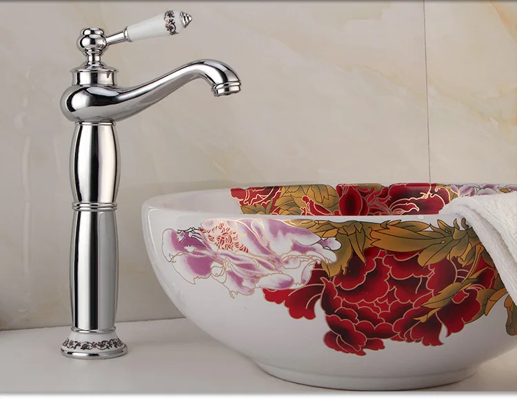MOIIO New  Golden Fashion Bathroom  Basin Faucet Rose Gold Tall Basin Faucet Deck mounted  single handle bathroom faucet